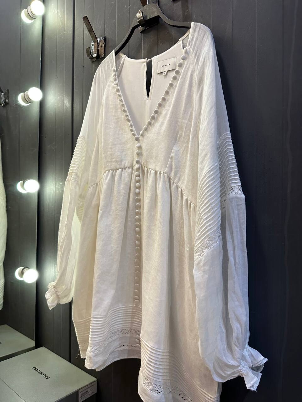 chinese dress ladies Hypoallergenic Smock Linen Dress Cecilia Storm Blue  menique